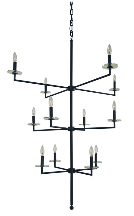 Framburg 5452 MBLACK 12 Light Foyer Chandelier, Matte Black