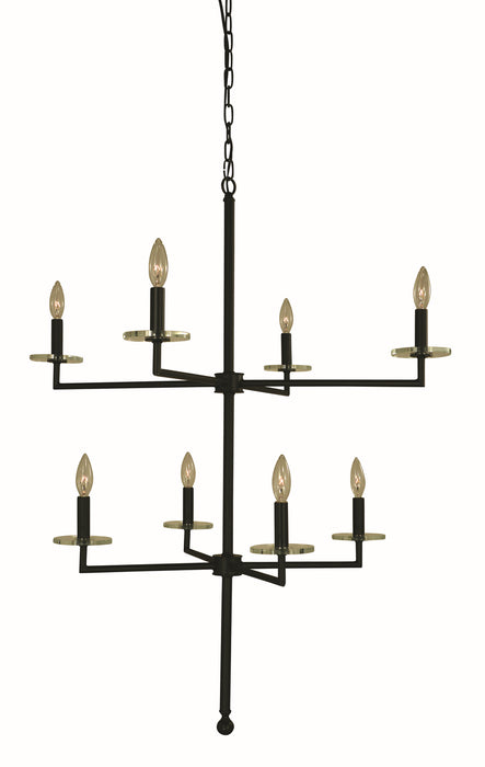 Framburg 5458 MBLACK Eight Light Foyer Chandelier, Matte Black