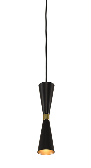 Kalco 310410BVB LED Mini Pendant, Black and Vintage Brass