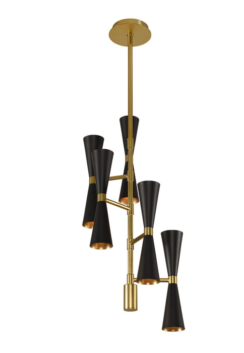 Kalco 310472BVB LED Chandelier, Black and Vintage Brass