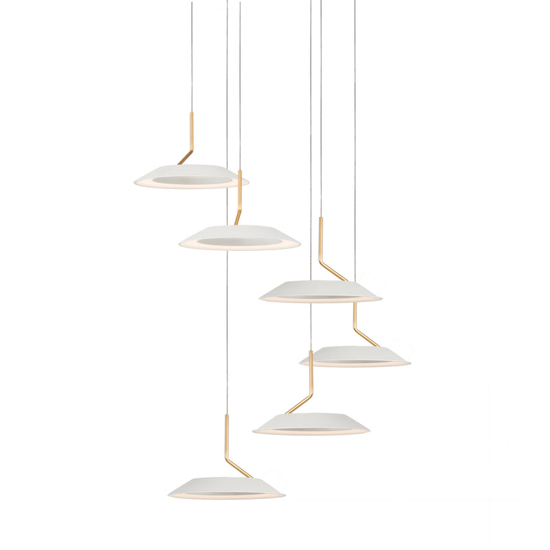 Koncept RYP-C6-SW-MWG LED Pendant, Matte White With Gold
