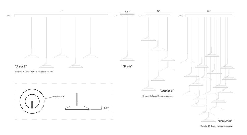 Koncept RYP-L3-SW-SIL LED Pendant, Silver