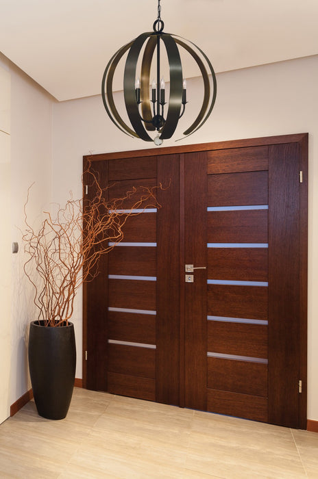Framburg 4779 MB/HB Six Light Foyer Chandelier, Mahogany Bronze