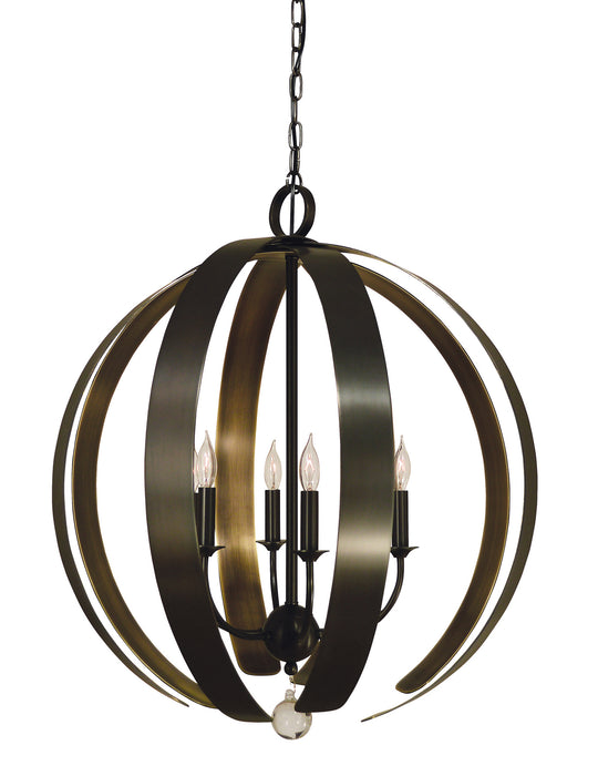 Framburg 4779 MB/HB Six Light Foyer Chandelier, Mahogany Bronze