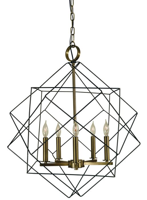 Framburg 4705 MB/AB Five Light Chandelier, Mahogany Bronze w/Antique Brass