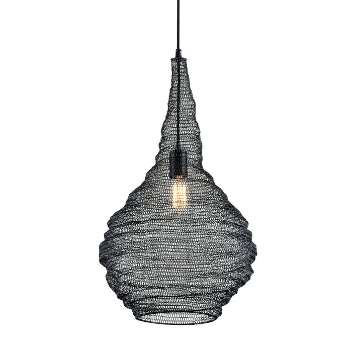 Troy Lighting F6771-SBK One Light Pendant, Soft Black