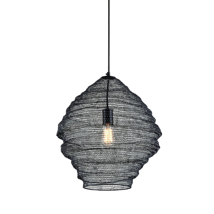 Troy Lighting F6772-SBK One Light Pendant, Soft Black