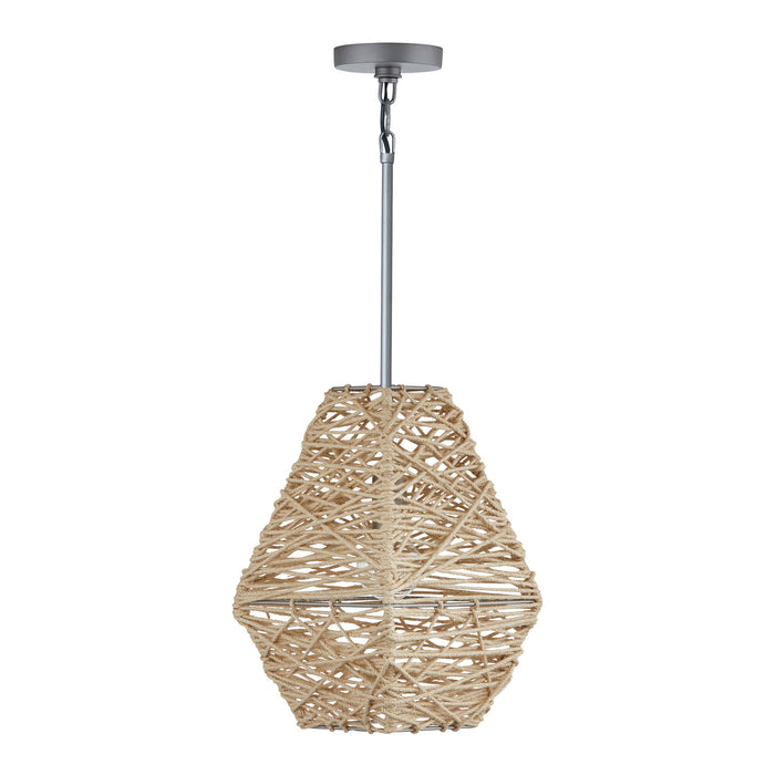 Capital Lighting 335213NY One Light Pendant, Natural Jute and Grey