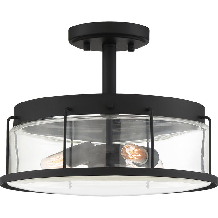 Quoizel LUD1713EK Three Light Semi Flush Mount, Earth Black