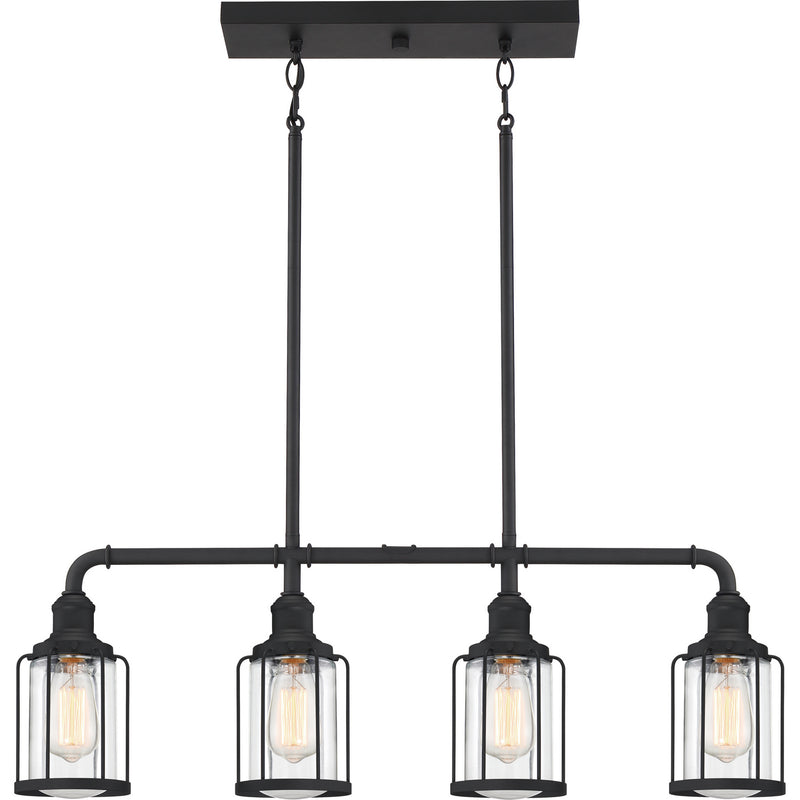 Quoizel LUD434EK Four Light Linear Chandelier, Earth Black