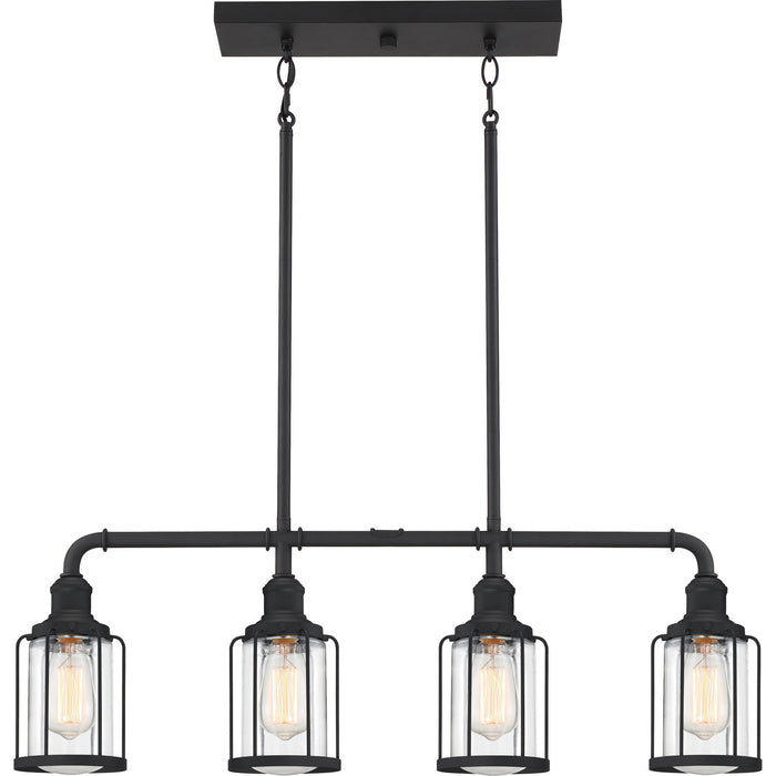 Quoizel LUD434EK Four Light Linear Chandelier, Earth Black