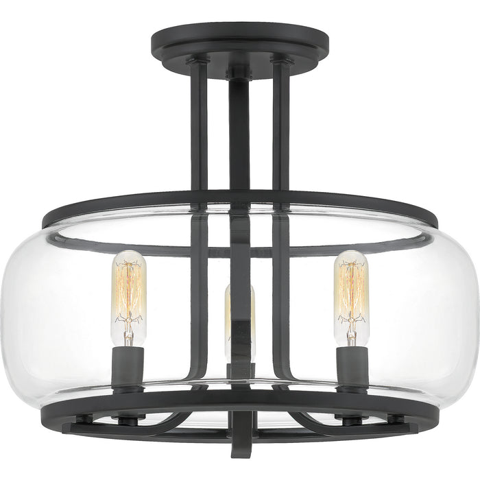 Quoizel PRUC1714MBK Three Light Semi Flush Mount, Matte Black