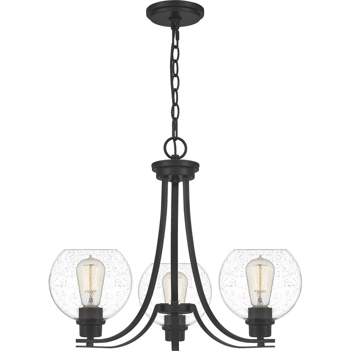 Quoizel PRUS5022MBK Three Light Chandelier, Matte Black