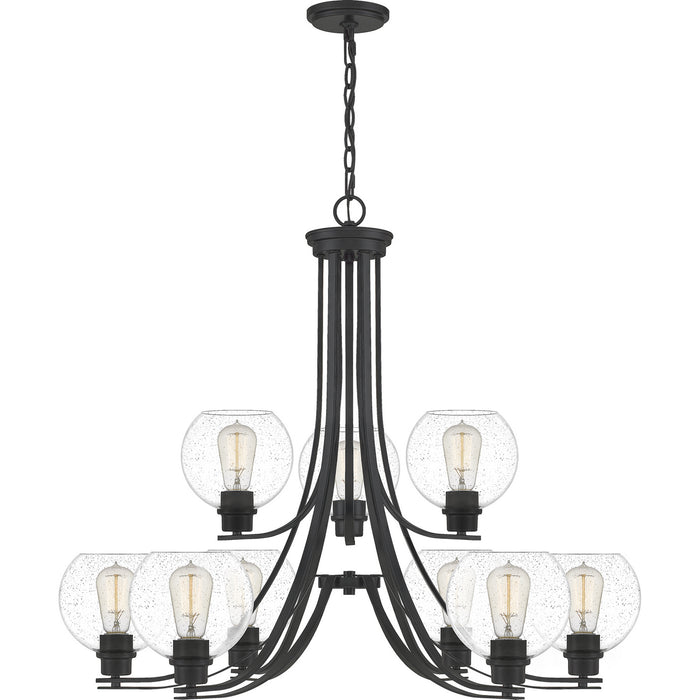 Quoizel PRUS5034MBK Nine Light Chandelier, Matte Black