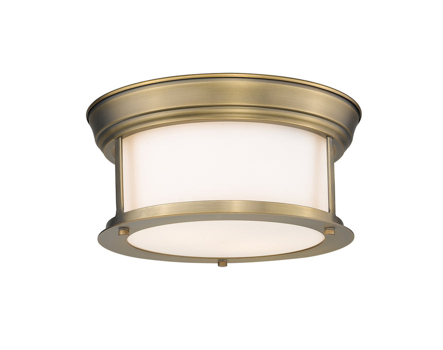 Z-Lite 2011F10-HBR Two Light Flush Mount, Heritage Brass