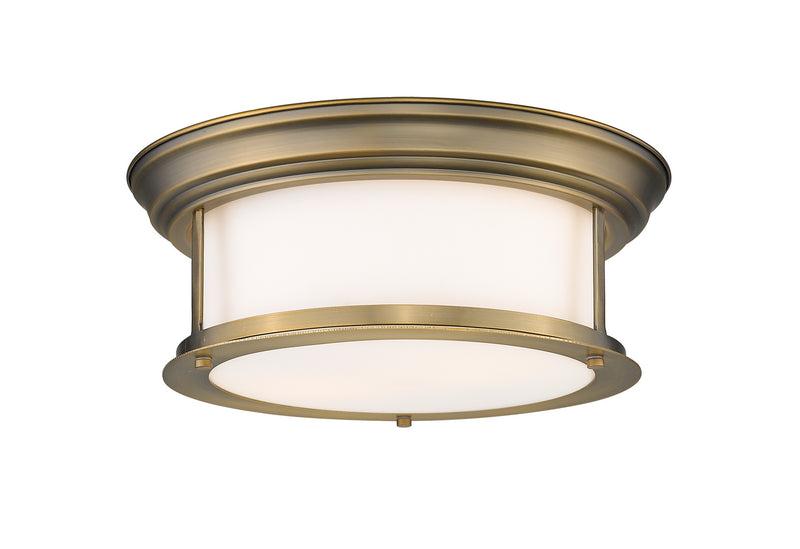 Z-Lite 2011F13-HBR Two Light Flush Mount, Heritage Brass