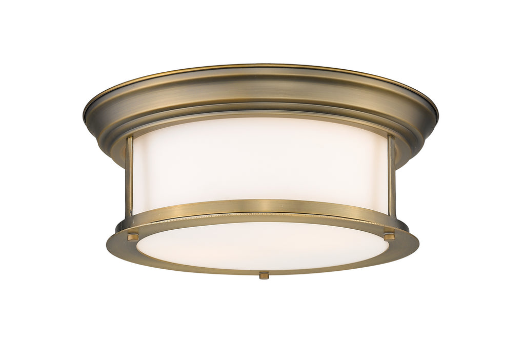 Z-Lite 2011F13-HBR Two Light Flush Mount, Heritage Brass
