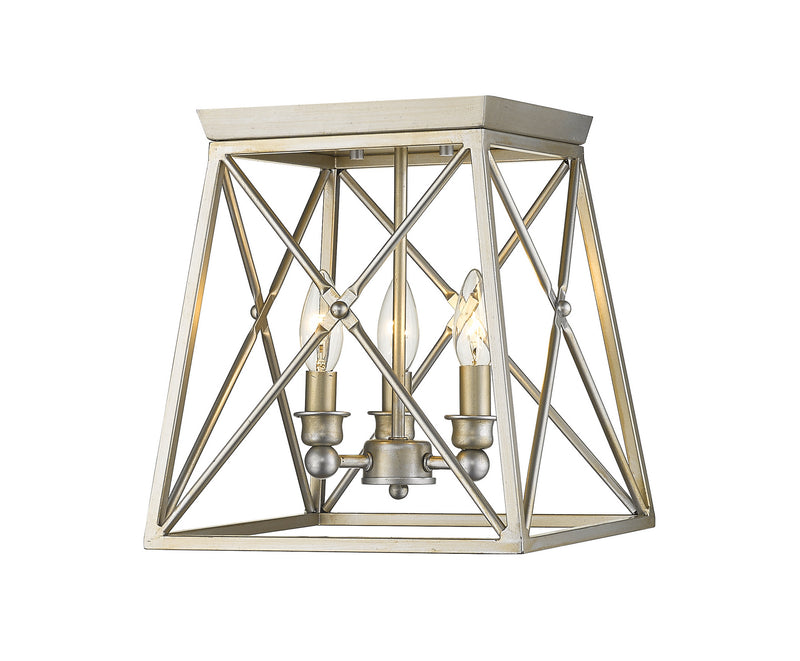 Z-Lite 447F11-AS Three Light Flush Mount, Antique Silver