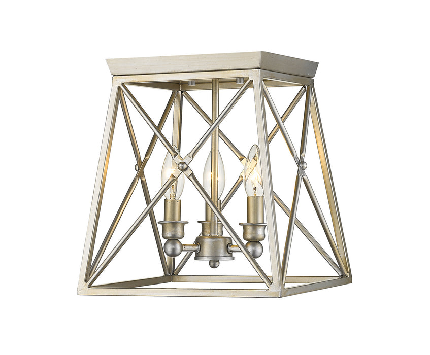Z-Lite 447F11-AS Three Light Flush Mount, Antique Silver