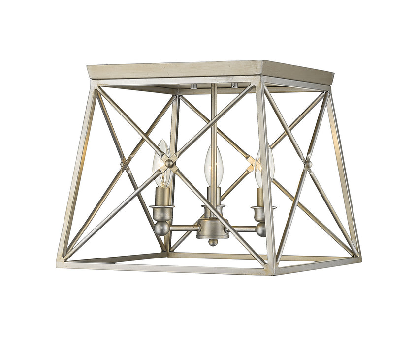 Z-Lite 447F14-AS Three Light Flush Mount, Antique Silver
