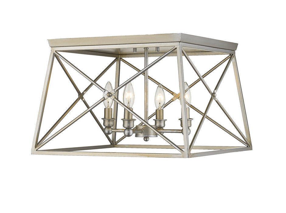 Z-Lite 447F18-AS Four Light Flush Mount, Antique Silver