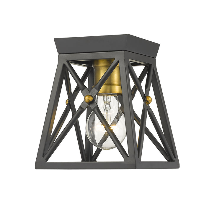 Z-Lite 447F1-MB-OBR One Light Flush Mount, Matte Black + Olde Brass