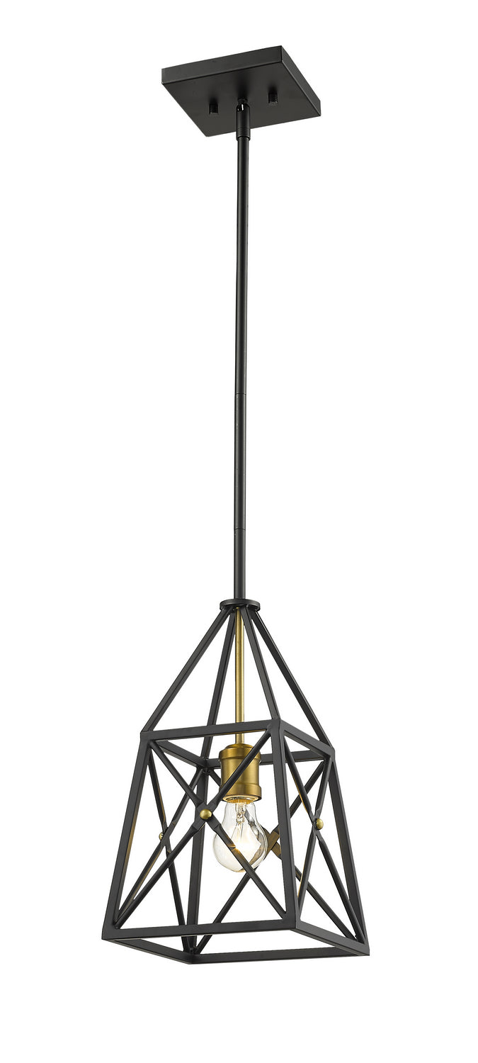 Z-Lite 447MP-MB-OBR One Light Pendant, Matte Black + Olde Brass