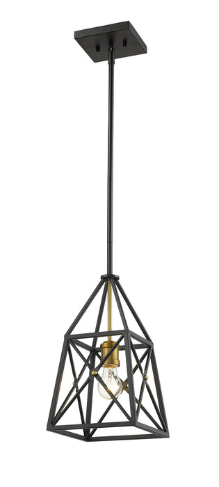 Z-Lite 447MP-MB-OBR One Light Pendant, Matte Black + Olde Brass