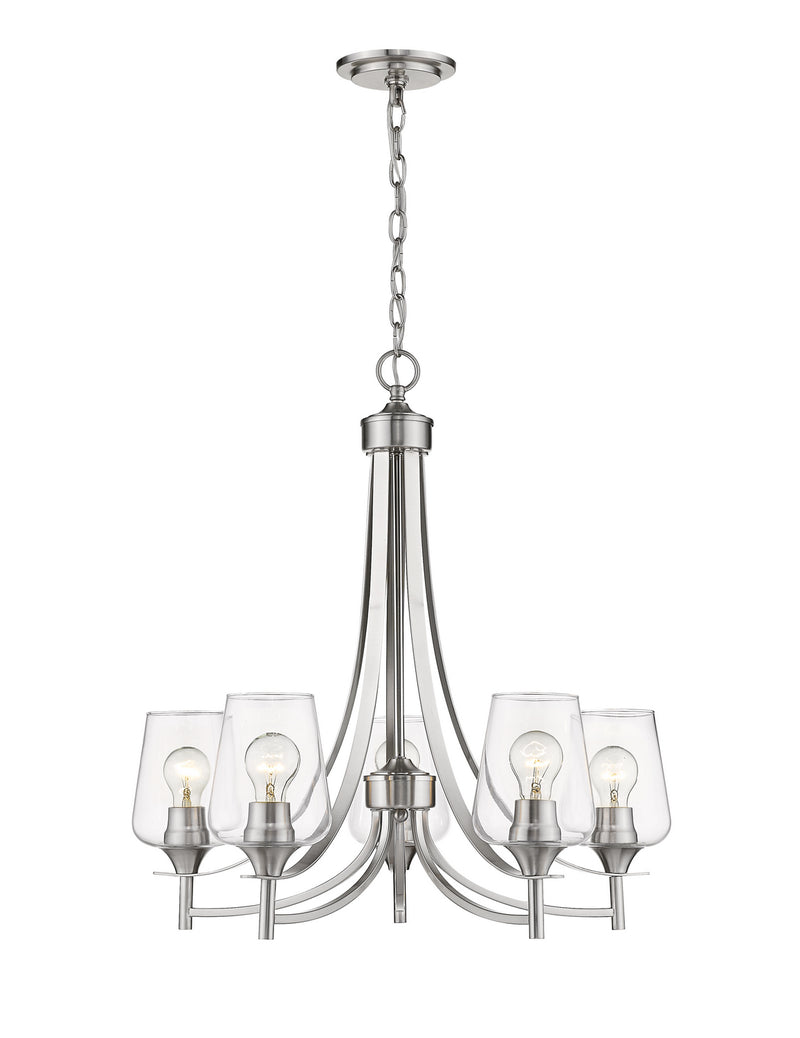 Z-Lite 473-5BN Five Light Chandelier, Brushed Nickel