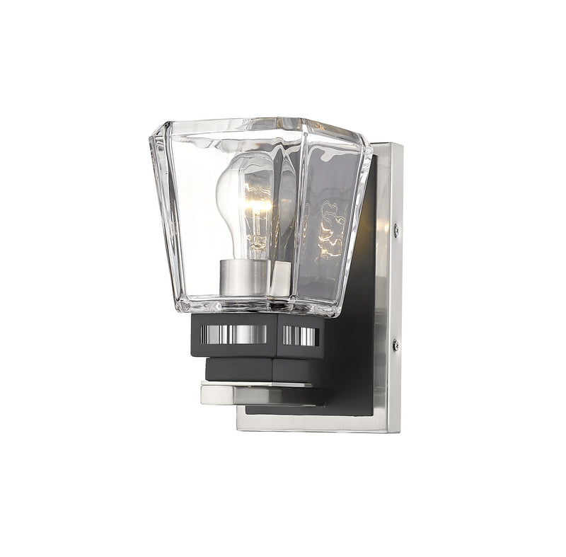 Z-Lite 474-1S-BN-MB One Light Wall Sconce, Brushed Nickel + Matte Black