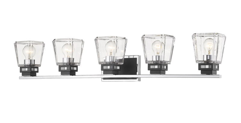 Z-Lite 474-5V-CH-MB Five Light Vanity, Chrome + Matte Black