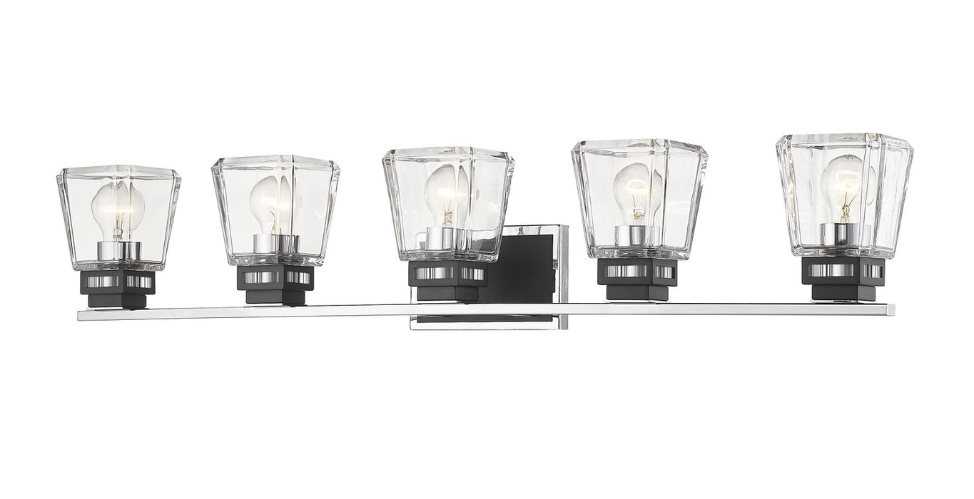 Z-Lite 474-5V-CH-MB Five Light Vanity, Chrome + Matte Black