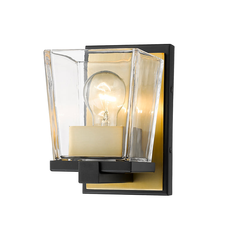 Z-Lite 475-1S-MB-OBR One Light Wall Sconce, Matte Black + Olde Brass