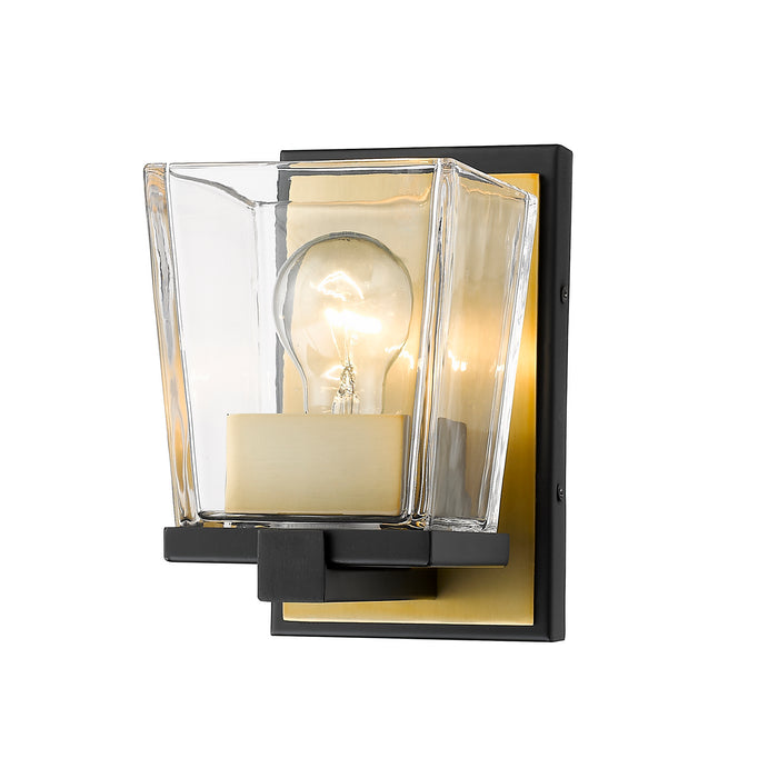 Z-Lite 475-1S-MB-OBR One Light Wall Sconce, Matte Black + Olde Brass