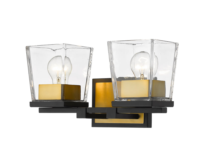 Z-Lite 475-2V-MB-OBR Two Light Vanity, Matte Black + Olde Brass