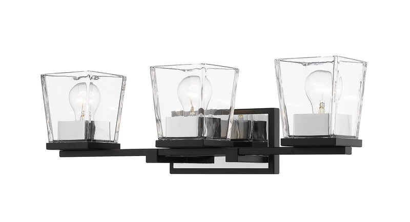 Z-Lite 475-3V-MB-CH Three Light Vanity, Matte Black + Chrome