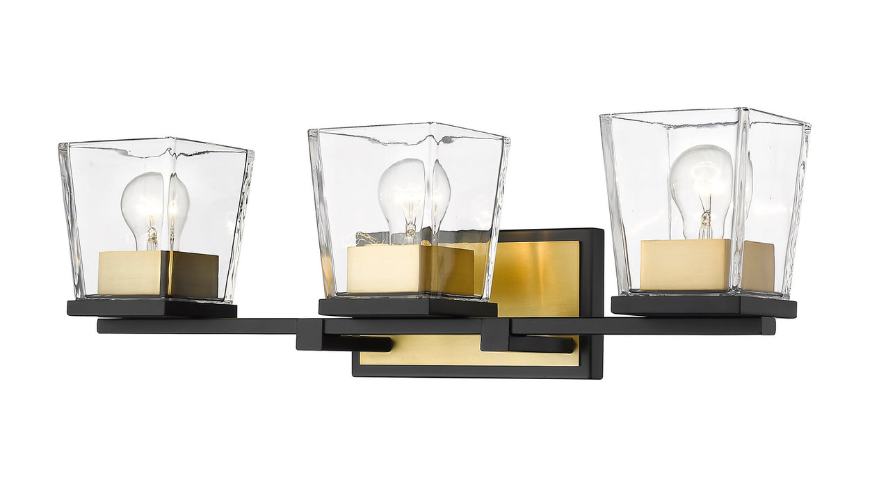 Z-Lite 475-3V-MB-OBR Three Light Vanity, Matte Black + Olde Brass