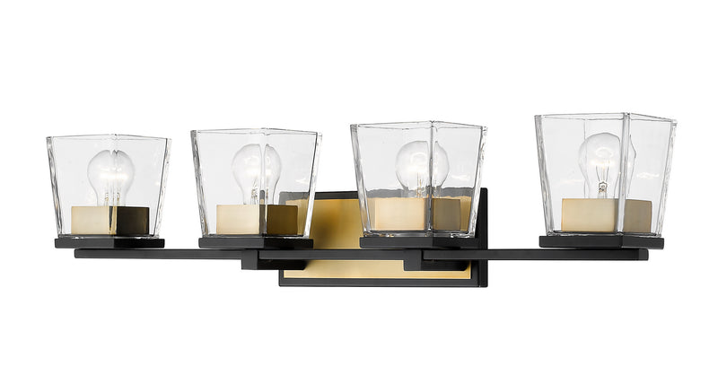 Z-Lite 475-4V-MB-OBR Four Light Vanity, Matte Black + Olde Brass