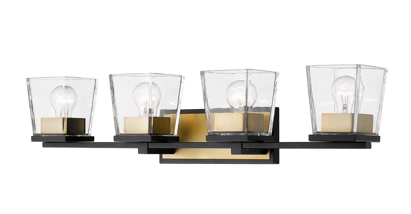 Z-Lite 475-4V-MB-OBR Four Light Vanity, Matte Black + Olde Brass
