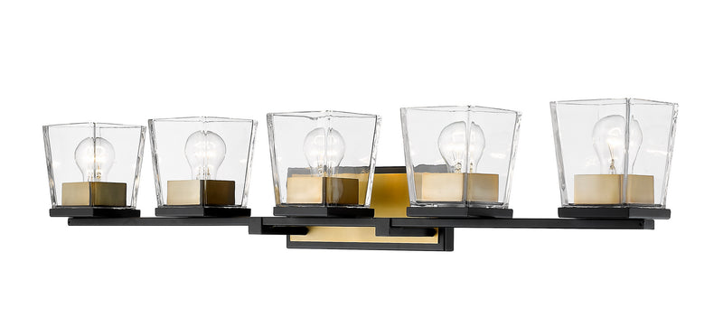 Z-Lite 475-5V-MB-OBR Five Light Vanity, Matte Black + Olde Brass