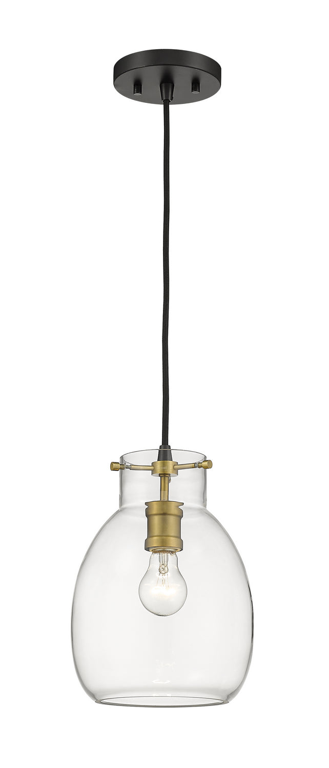 Z-Lite 476MP-MB-OBR One Light Pendant, Matte Black + Olde Brass