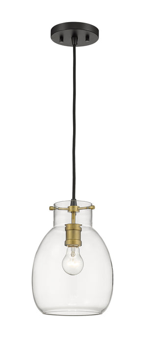 Z-Lite 476MP-MB-OBR One Light Pendant, Matte Black + Olde Brass