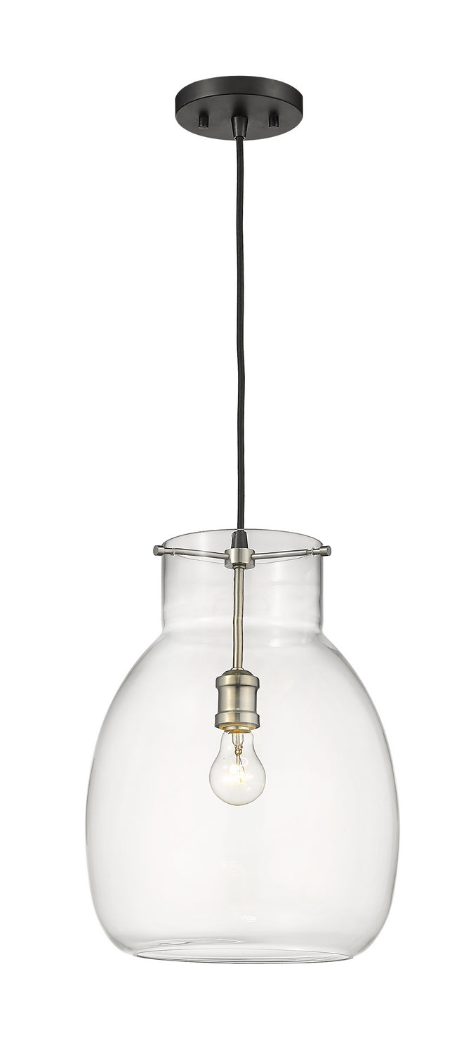 Z-Lite 476P-MB-BN One Light Pendant, Matte Black + Brushed Nickel
