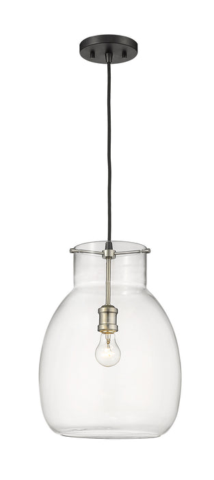 Z-Lite 476P-MB-BN One Light Pendant, Matte Black + Brushed Nickel