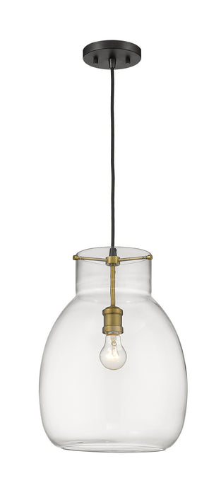 Z-Lite 476P-MB-OBR One Light Pendant, Matte Black + Olde Brass