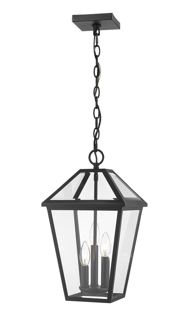Z-Lite 579CHB-BK Three Light Outdoor Chain Mount Ceiling Fixture, Black