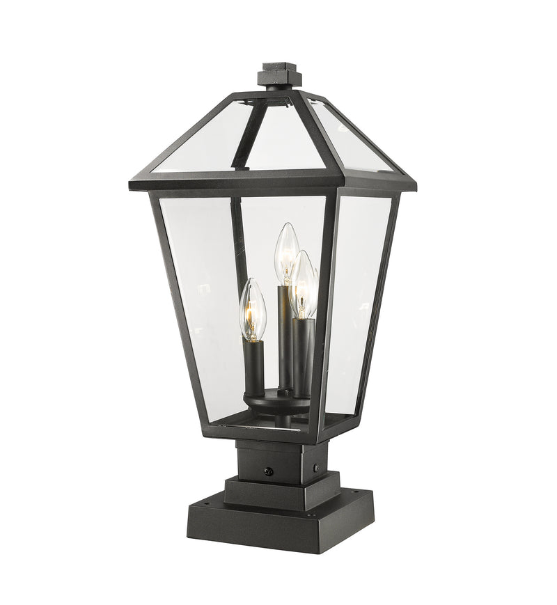 Z-Lite 579PHBS-SQPM-BK Three Light Outdoor Pier Mounted Fixture, Black
