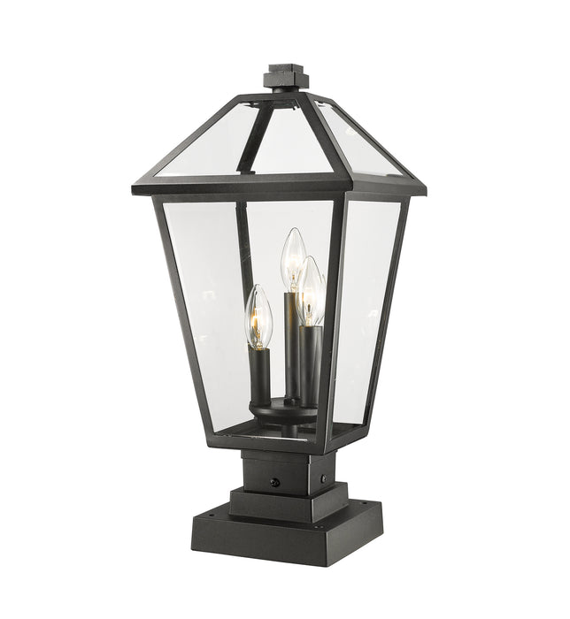 Z-Lite 579PHBS-SQPM-BK Three Light Outdoor Pier Mounted Fixture, Black