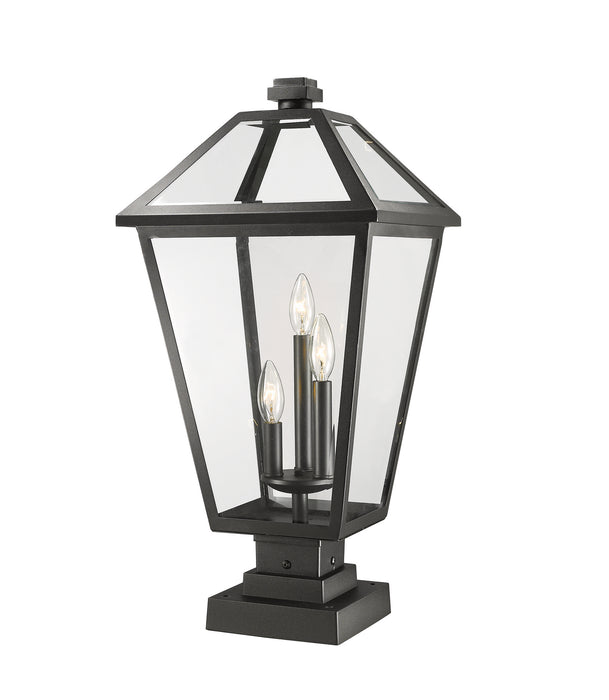 Z-Lite 579PHXLS-SQPM-BK Three Light Outdoor Pier Mounted Fixture, Black