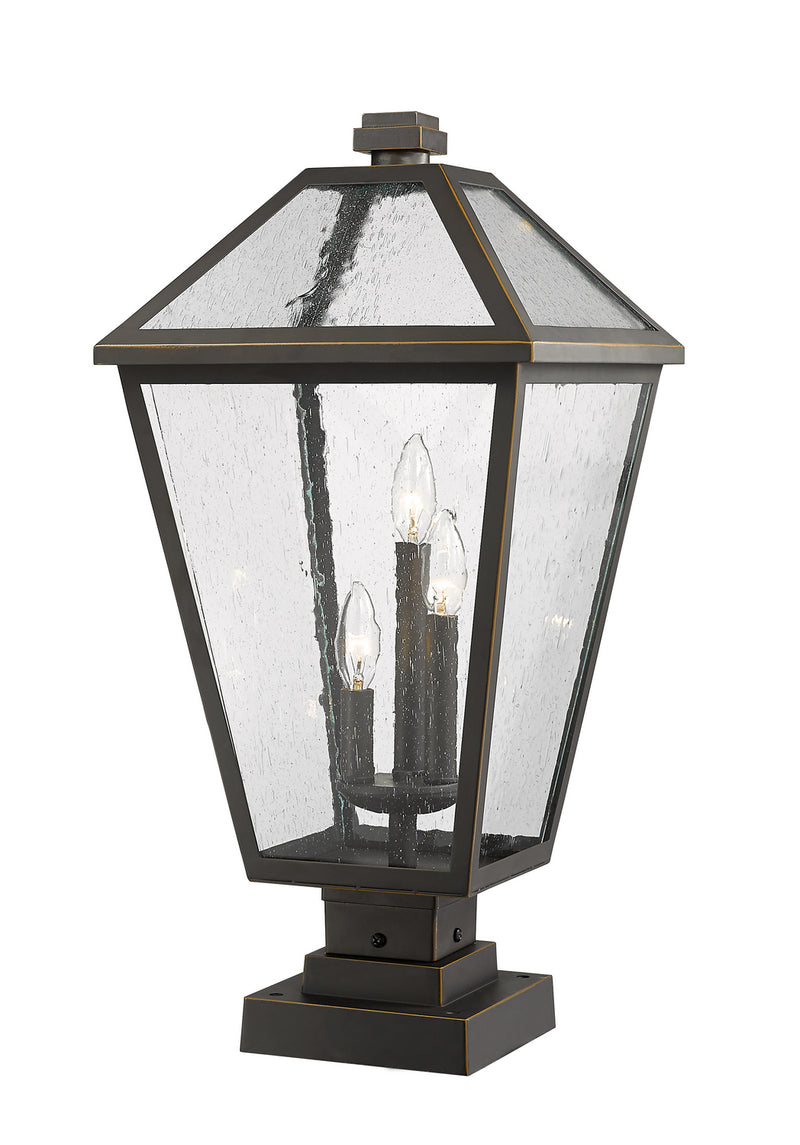 Z-Lite 579PHXLS-SQPM-ORB Three Light Outdoor Pier Mounted Fixture, Oil Rubbed Bronze
